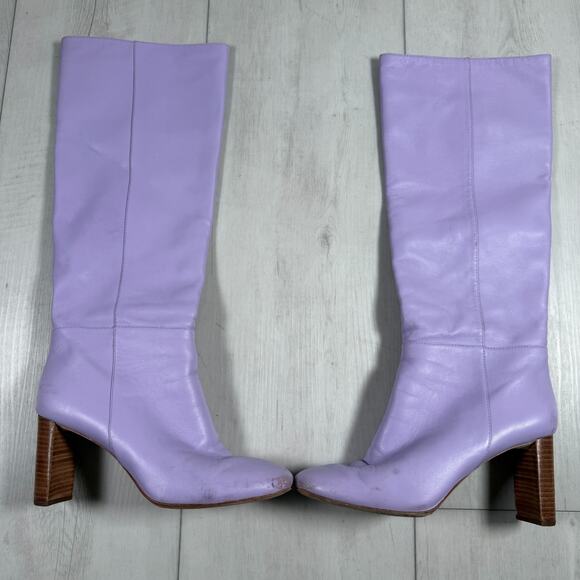 Kate Spade New York Women's 9 Tall Rochelle Boots Purple Lilac Leather - Picture 2 of 9